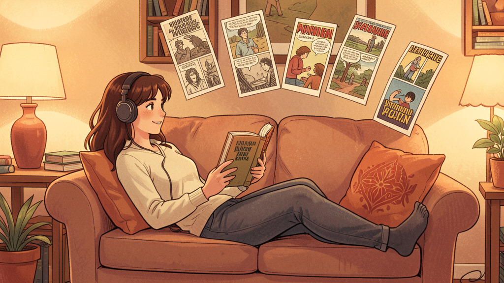 Romans, BD et livres audio : la longue traîne francophone Casque et livres audio, BD flottantes